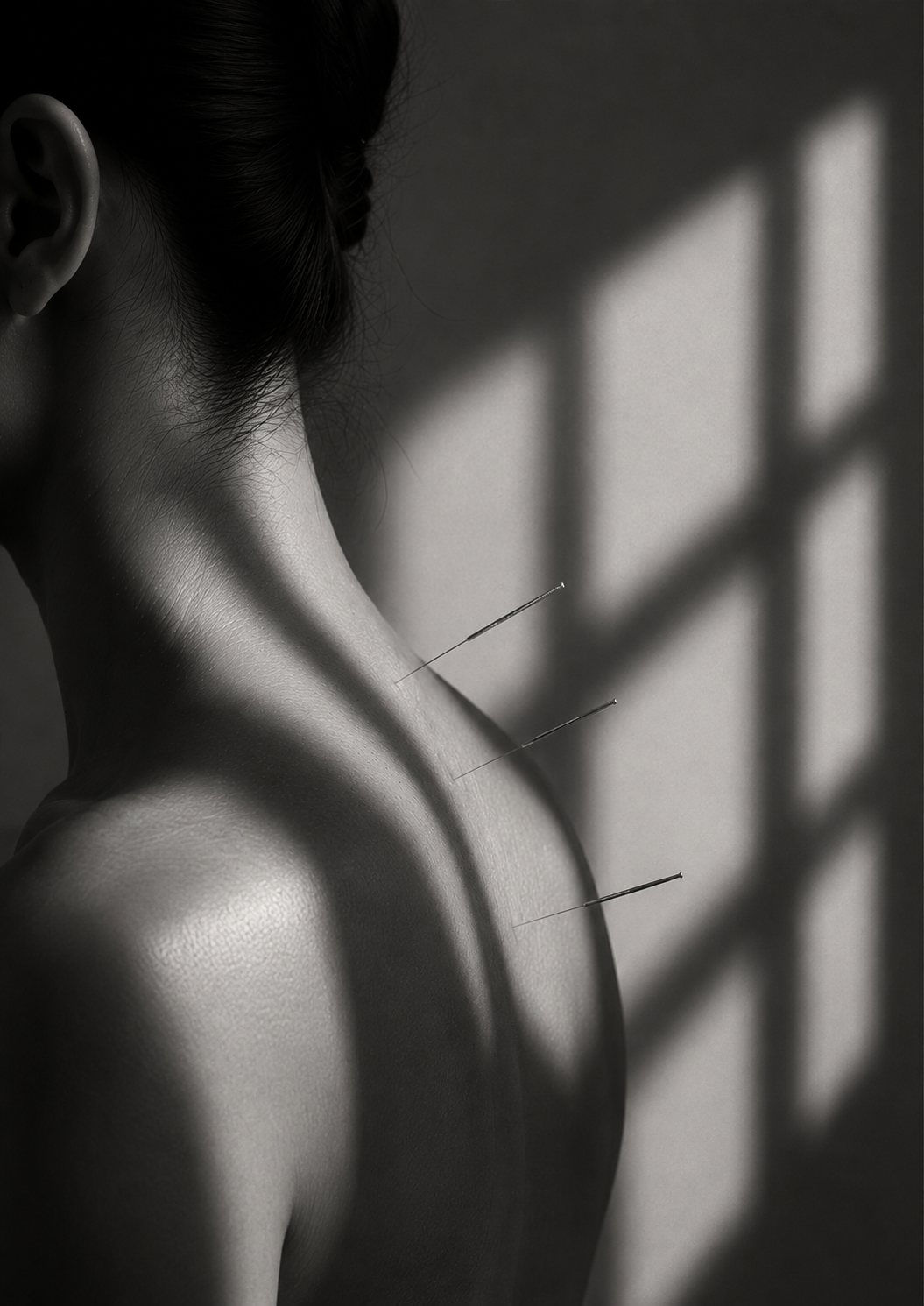 Sesión de acupuntura, fotografía editorial
